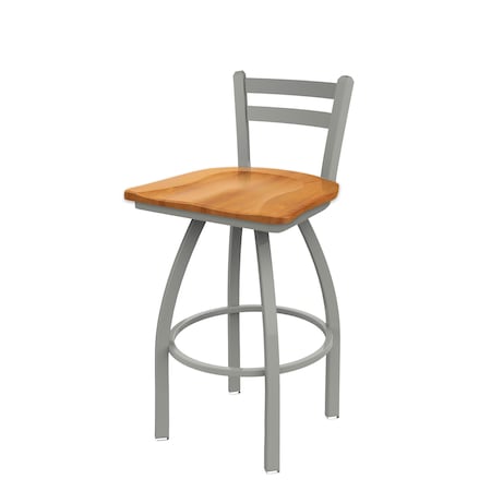 Holland Bar Stool Co 30" Low Back Swivel Bar Stool, Nickel Finish, Med Maple Seat 41130ANMedMpl